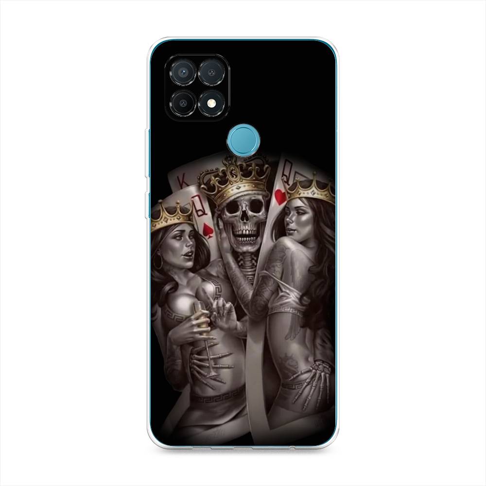 

Чехол на Oppo A15 "Карты король и королевы", Серый;желтый, 255650-6