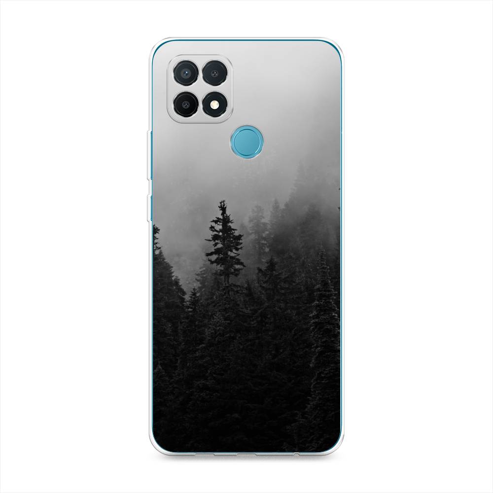 

Чехол на Oppo A15 "Туманный лес", Серый;черный, 255650-2