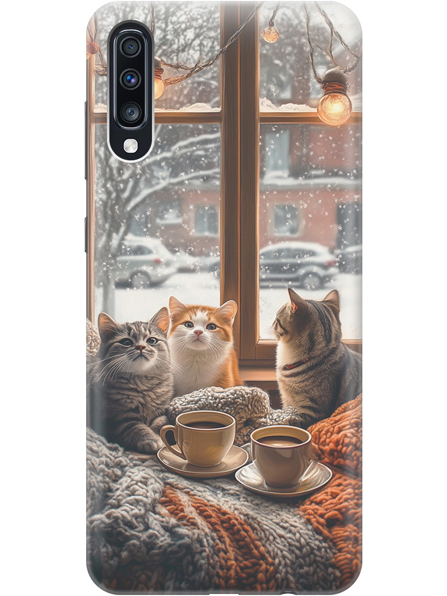 

Силиконовый чехол на Samsung Galaxy A70 / A70s с принтом "Котики на подоконнике", Прозрачный;бежевый;белый;желтый;серый, 720804412