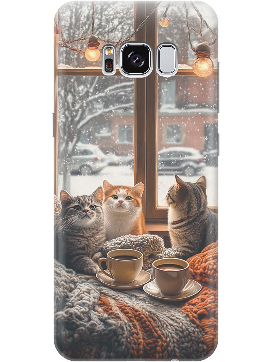 

Силиконовый чехол на Samsung Galaxy S8 с принтом "Котики на подоконнике", Прозрачный;бежевый;белый;желтый;серый, 713984512