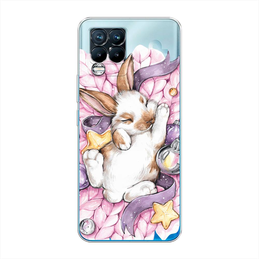 

Чехол на Oppo Realme 8 "Кролик спит", Розовый;белый, 255550-5