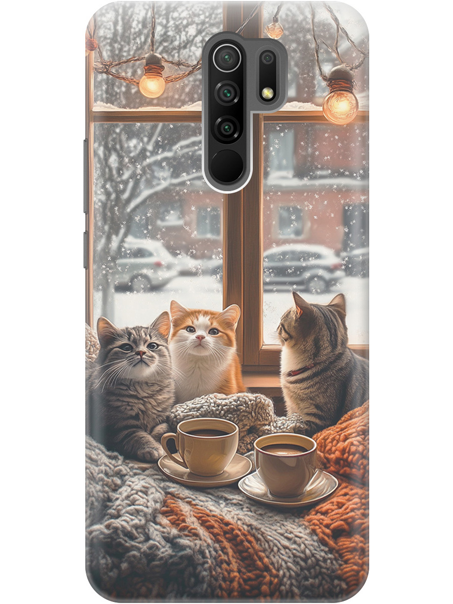 

Силиконовый чехол на Xiaomi Redmi 9 с принтом "Котики на подоконнике", Прозрачный;бежевый;белый;желтый;серый, 723276712