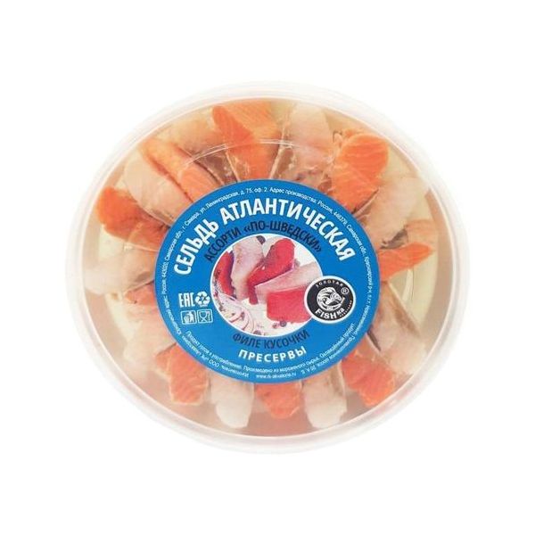 

Сельдь соленая Золотая Fishка Акватории По-шведски филе-кусочки 300 г
