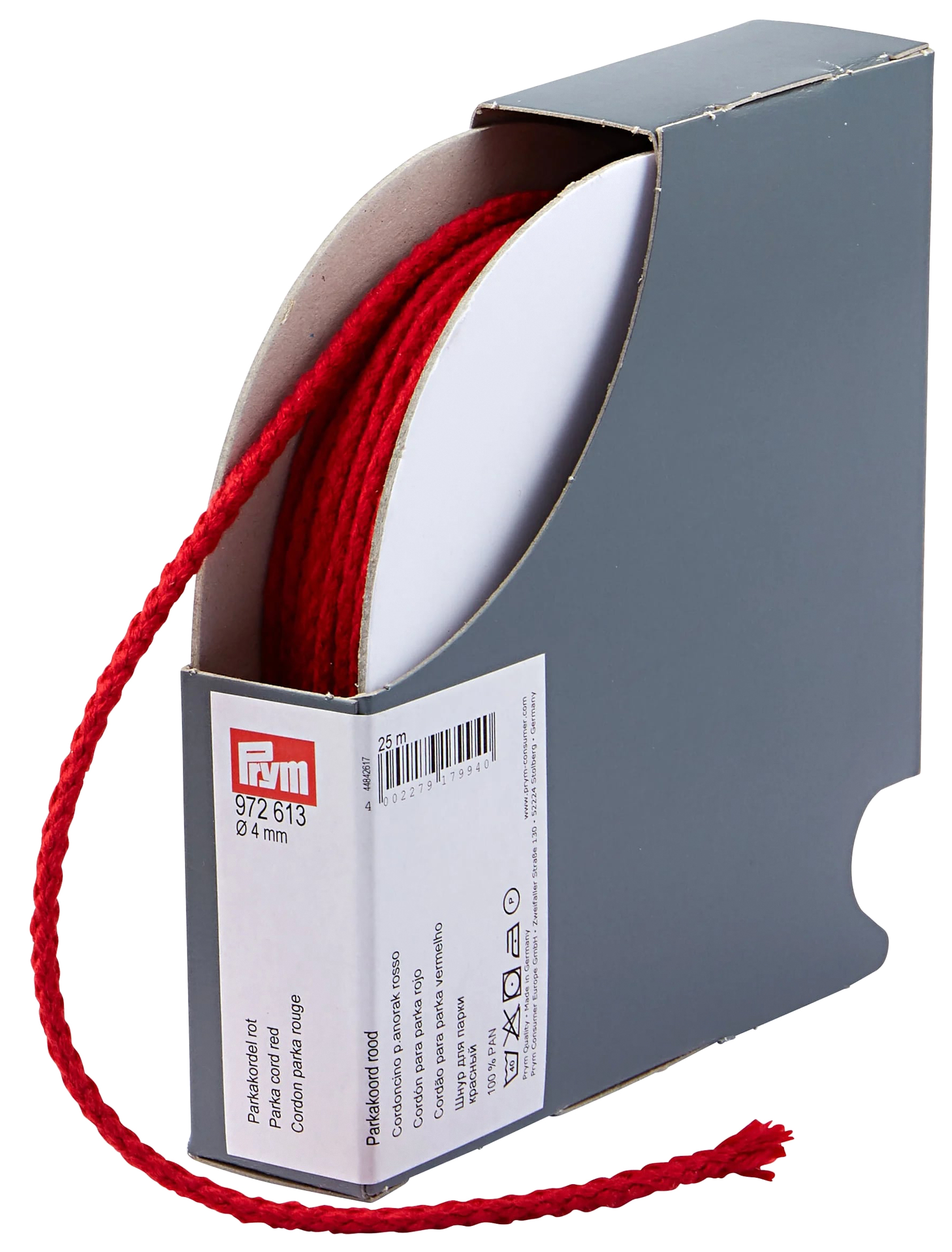 

Шнур для парки Prym 972613, диаметр 4мм, Красный