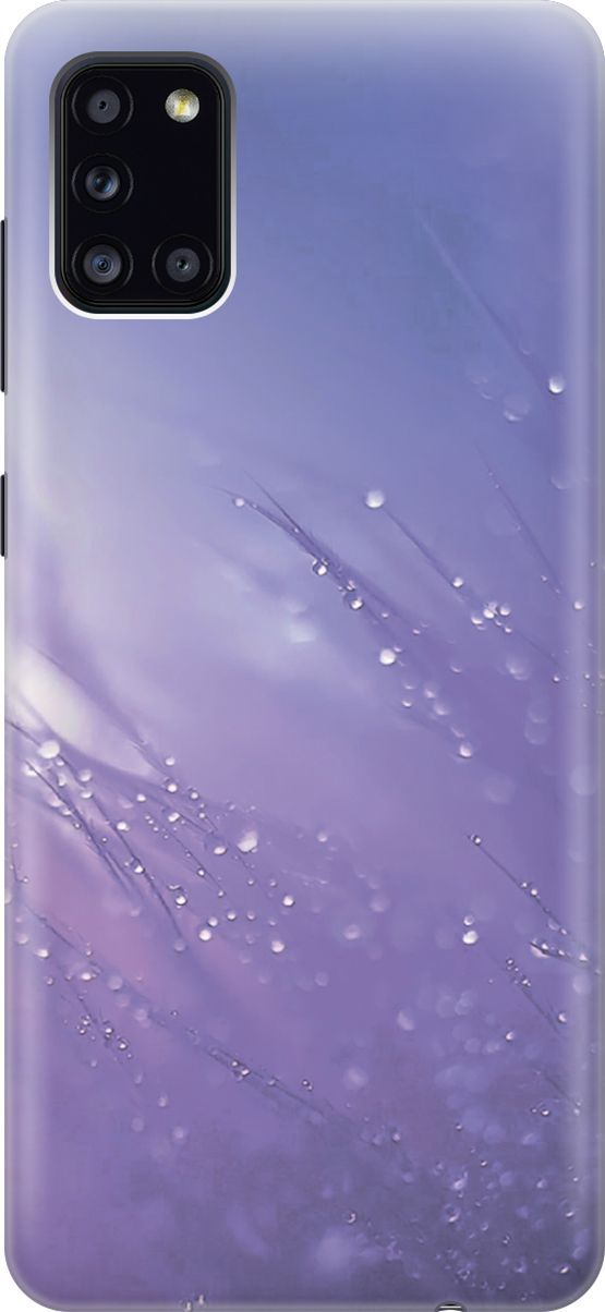 

Силиконовый чехол на Samsung Galaxy A31 "Капли на синей траве", Белый;синий, 3483