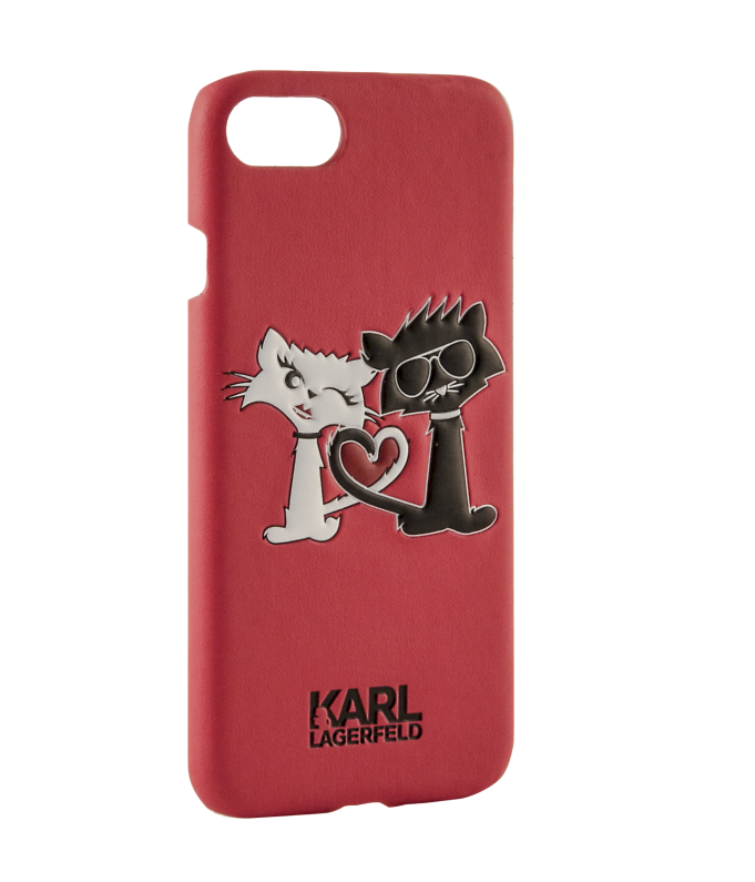 фото Чехол-крышка karl lagerfeld "коты love" для apple iphone 7/8, кожзам / пластик, красный (s