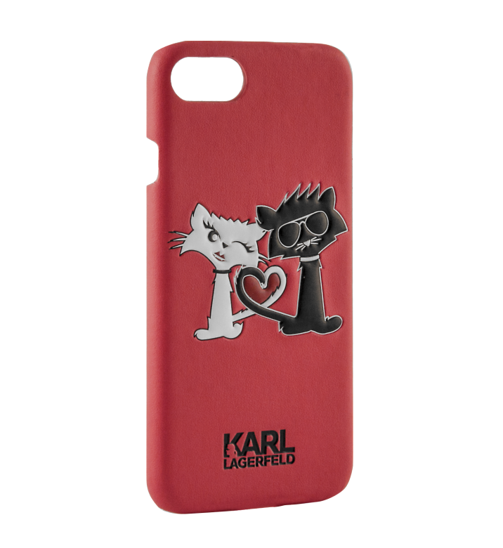 фото Чехол-крышка karl lagerfeld "коты love" для apple iphone 6/6s, кожзам / пластик, красный (