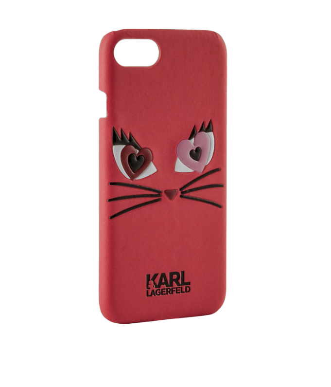 фото Чехол-крышка karl lagerfeld "коты" для apple iphone 6/6s, кожзам / пластик, красный (soft