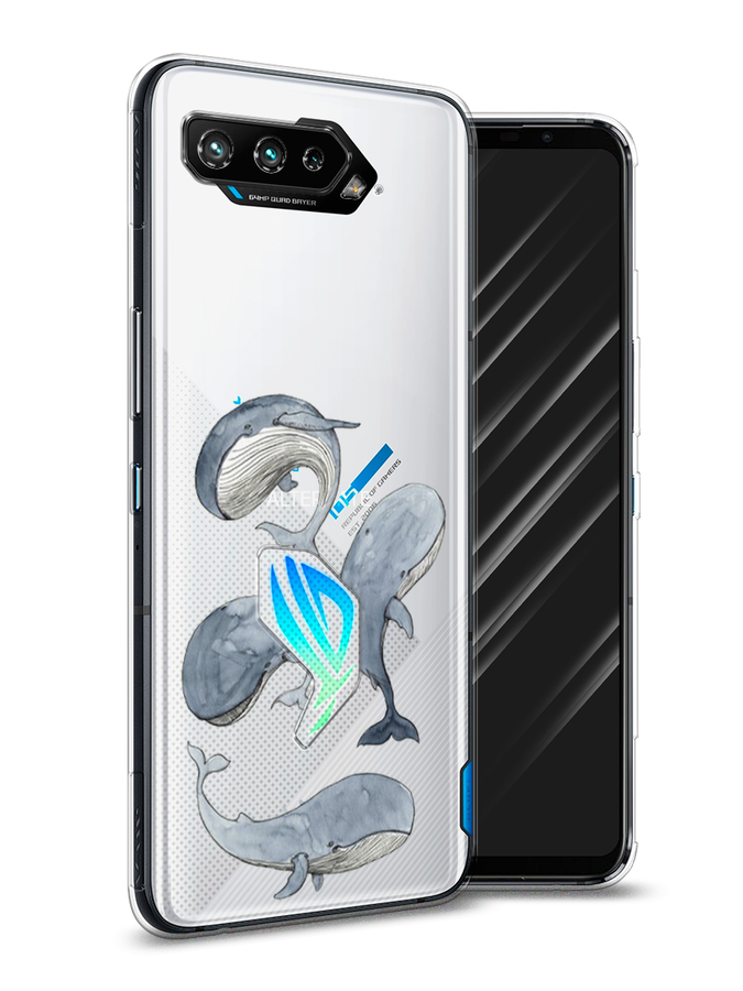 

Чехол Awog на Asus ROG Phone 5 "Киты", Белый;прозрачный;голубой, 44250-1