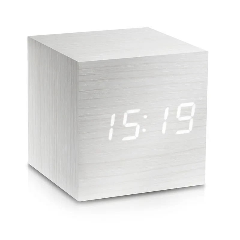 фото Часы электронные деревянный куб с звуковым управлением vst-869 (белый) daprivet