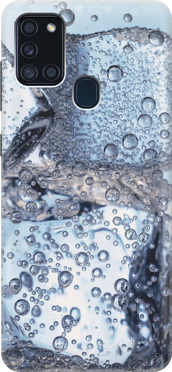 

Силиконовый чехол на Samsung Galaxy A21s "Лед и пузырьки", Белый;голубой, 3481
