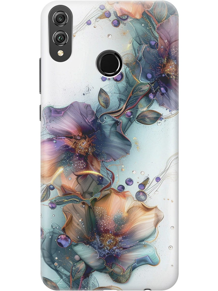 

Силиконовый чехол на Honor 8X с принтом "Мистические цветы", Прозрачный;белый;зеленый, 719355510