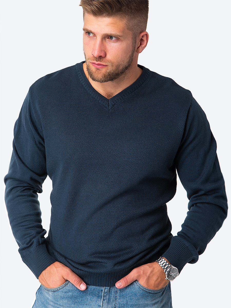 Пуловер мужской HappyFox HFTN02 синий 50 RU