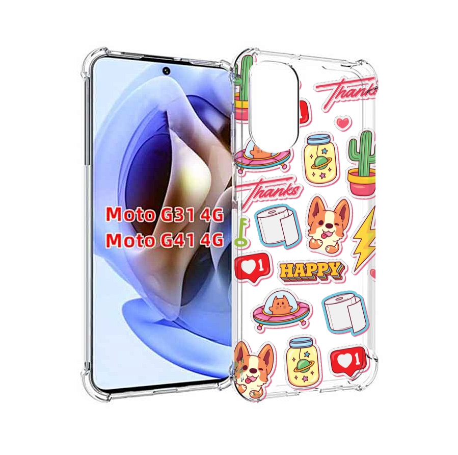 

Чехол MyPads милые-стикеры-корги для Motorola Moto G31 4G / G41 4G, Прозрачный, Tocco