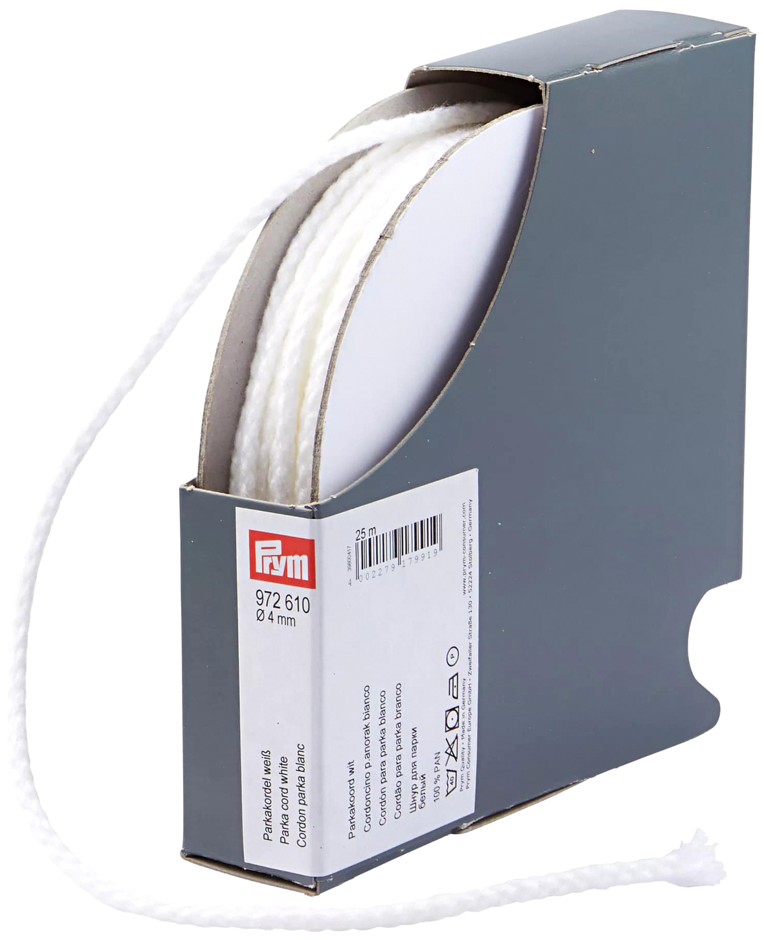 

Шнур для парки Prym 972610, диаметр 4мм, Белый