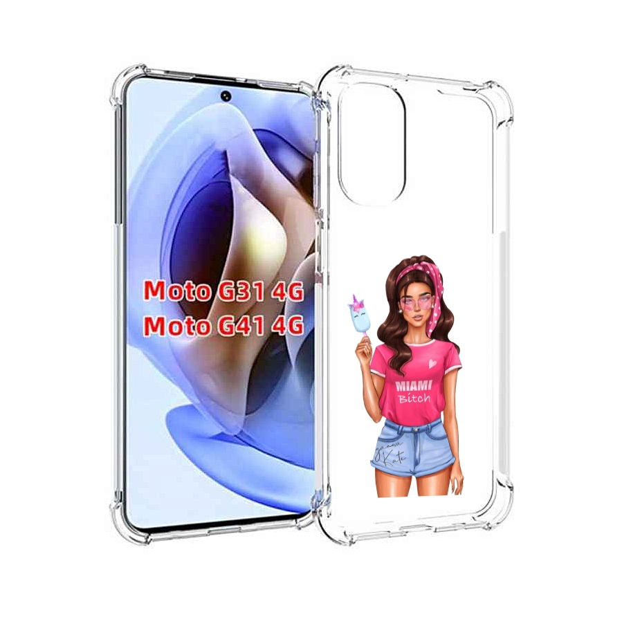 

Чехол MyPads майами-битч женский для Motorola Moto G31 4G / G41 4G, Прозрачный, Tocco