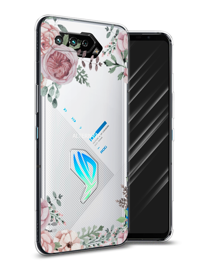 

Чехол Awog на Asus ROG Phone 5 "Нежные розы акварель", Прозрачный;розовый;зеленый, 44250-8