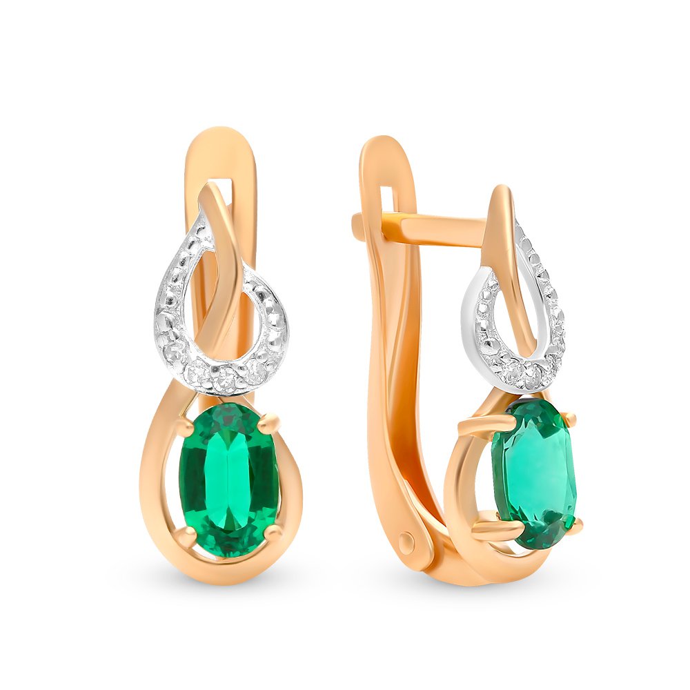 

Серьги из красного золота 585Gold 102006572, изумруд искусственный, 102006572