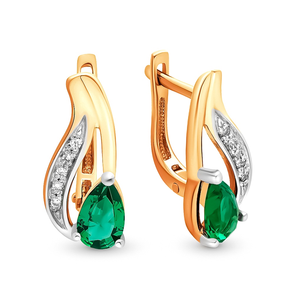 

Серьги из красного золота 585Gold 102004933, изумруд искусственный, 102004933