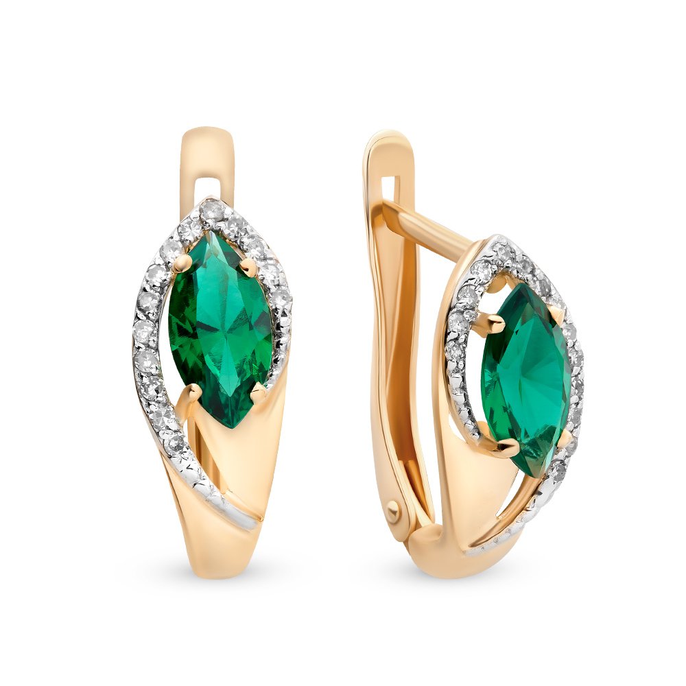 

Серьги из красного золота 585Gold 102004874, изумруд искусственный, 102004874