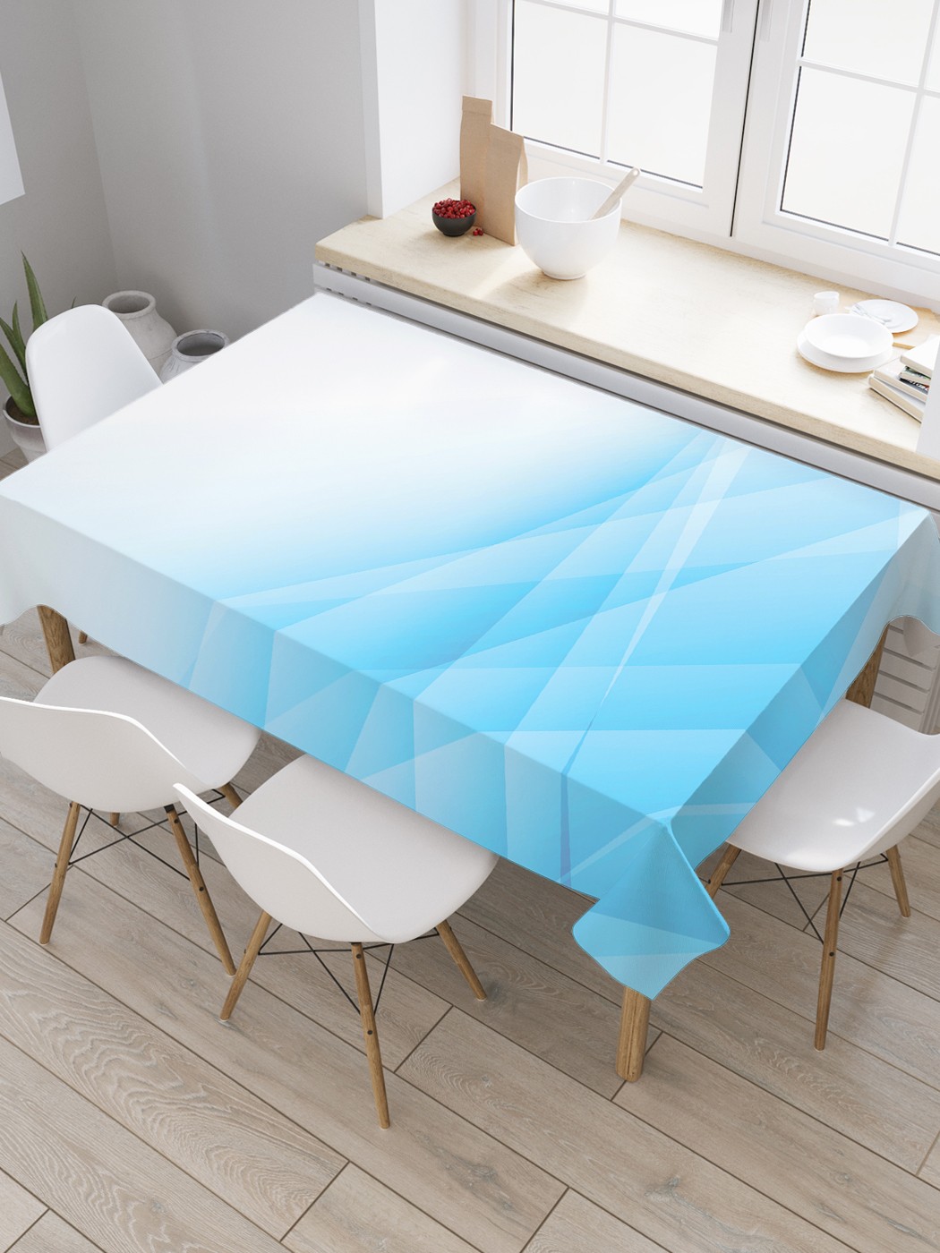 

Скатерть прямоугольная JoyArty "Пространственные линии" из оксфорда, 120x145 см, Голубой, Пространственные линии