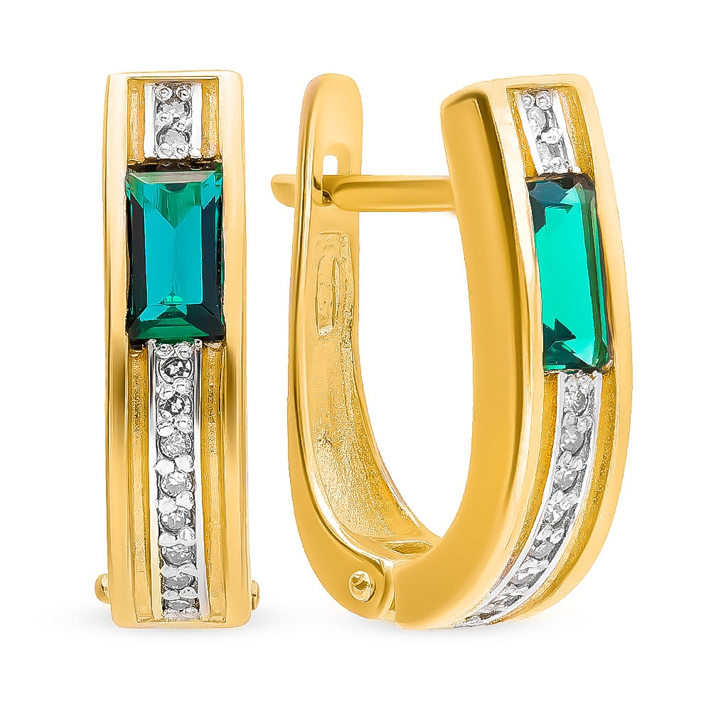 

Серьги из желтого золота 585Gold 102004706, изумруд искусственный, 102004706
