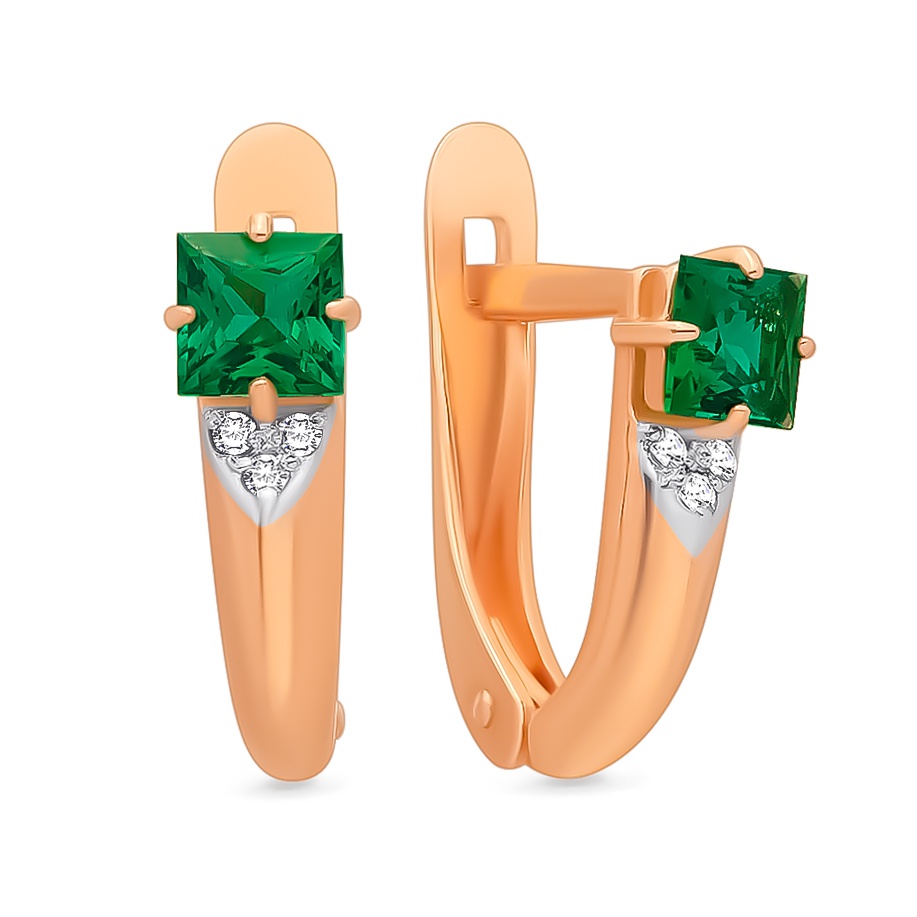 

Серьги из красного золота 585Gold 102004477, изумруд искусственный, 102004477