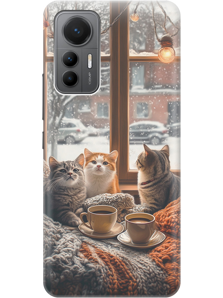 

Силиконовый чехол на Xiaomi 12 Lite с принтом "Котики на подоконнике", Прозрачный;бежевый;белый;желтый;серый, 740133312