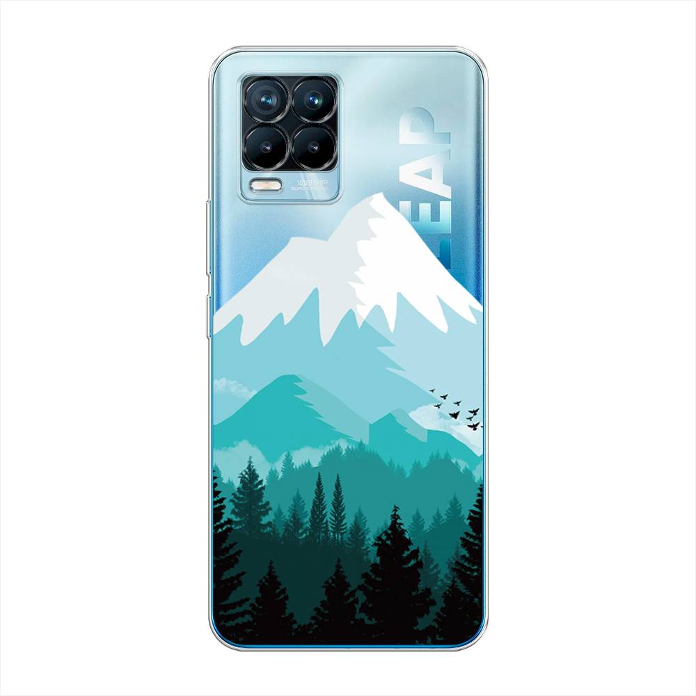 

Чехол на Oppo Realme 8 "Синяя снежная гора", Белый;голубой, 255550-2