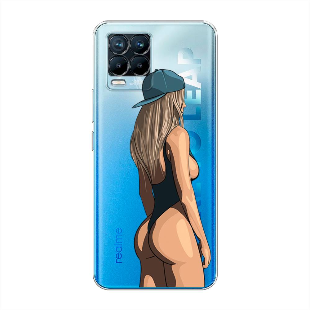 

Чехол на Oppo Realme 8 "Девушка в черном купальнике", Зеленый;бежевый;черный, 255550-6