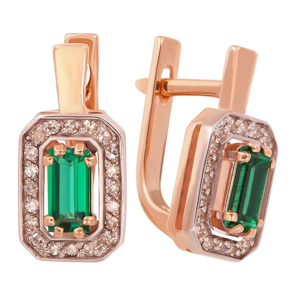 

Серьги из красного золота с изумрудом, бриллиантом 585Gold 102006543, 102006543
