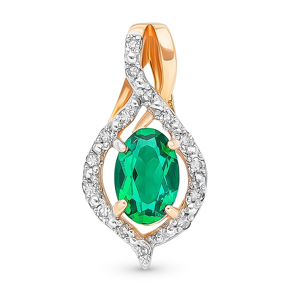 

Кулон из красного золота 585Gold 103002279, изумруд искусственный, 103002279