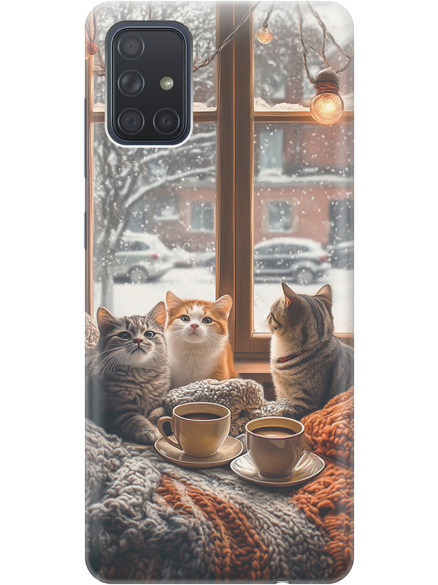 

Силиконовый чехол на Samsung Galaxy A71 с принтом "Котики на подоконнике", Прозрачный;бежевый;белый;желтый;серый, 722411412