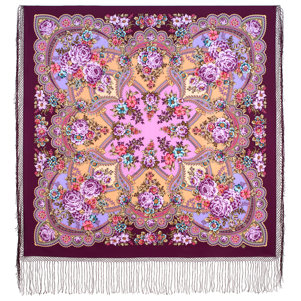 Платок женский Павловопосадский платок 707 разноцветный, 148х148 см