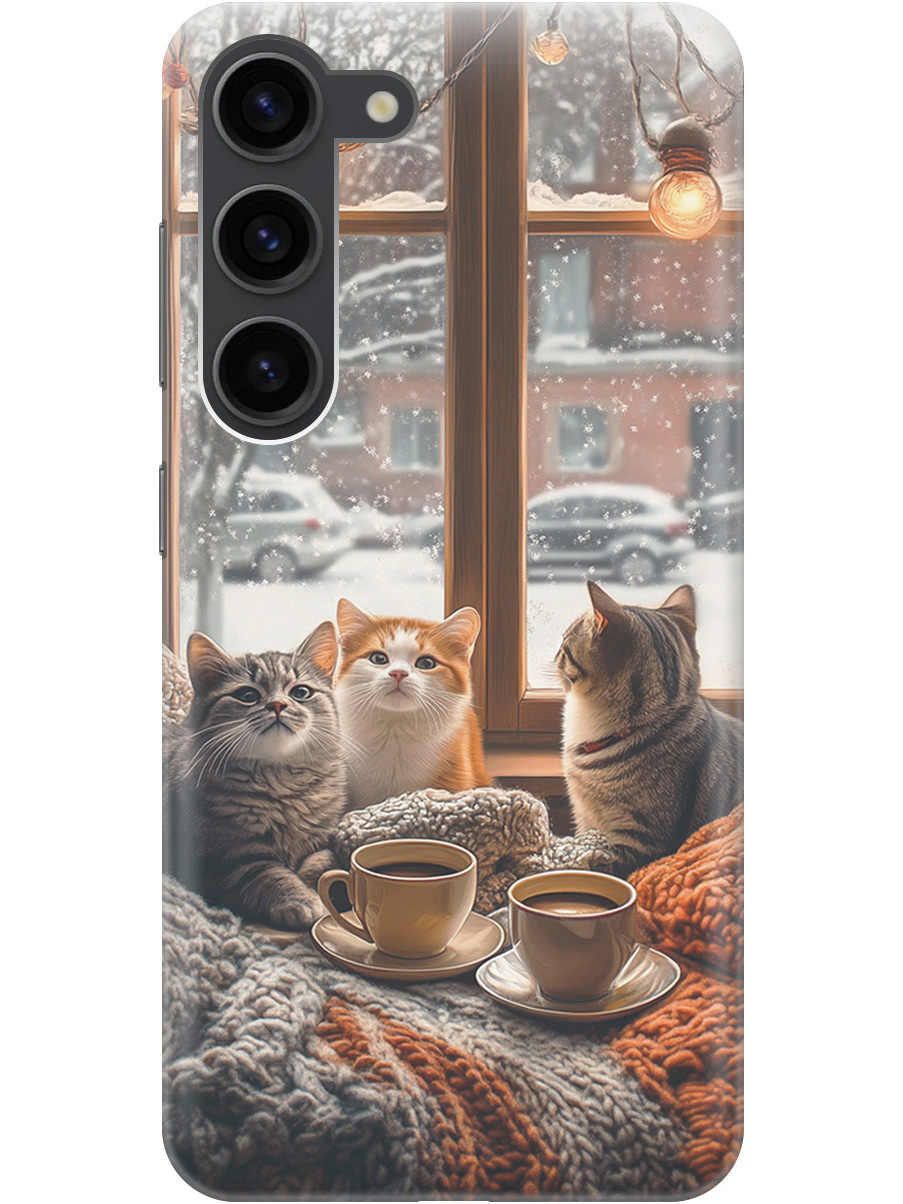 

Силиконовый чехол на Samsung Galaxy S23 с принтом "Котики на подоконнике", Прозрачный;бежевый;белый;желтый;серый, 767959512