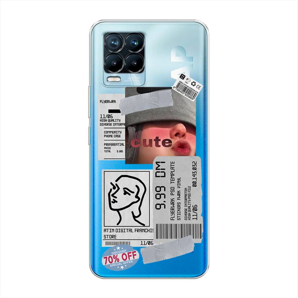 

Чехол на Oppo Realme 8 "Cute girl collage", Розовый;серый;голубой, 255550-6