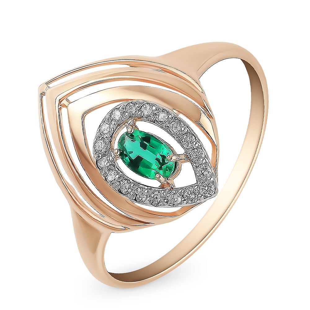 

Кольцо женское из красного золота с изумрудом, бриллиантом 585Gold 101014109, р, 101014109
