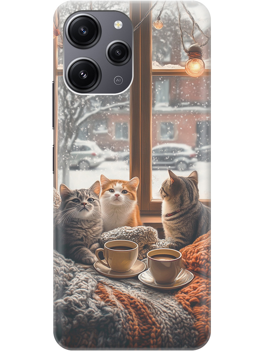 

Силиконовый чехол на Xiaomi Redmi 12 с принтом "Котики на подоконнике", Прозрачный;бежевый;белый;желтый;серый, 772621712