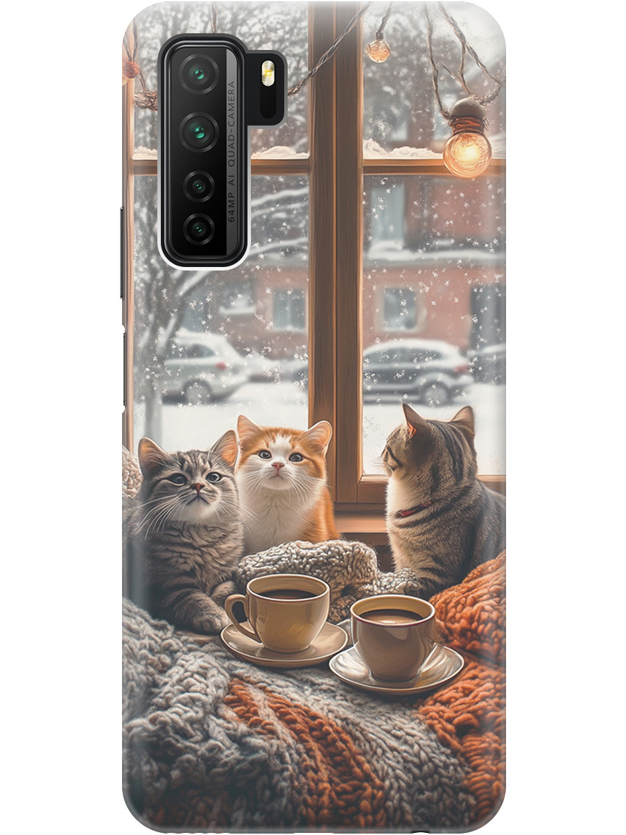 

Силиконовый чехол на Honor 30S / Huawei Nova 7 SE с принтом "Котики на подоконнике", Прозрачный;бежевый;белый;желтый;серый, 722946112