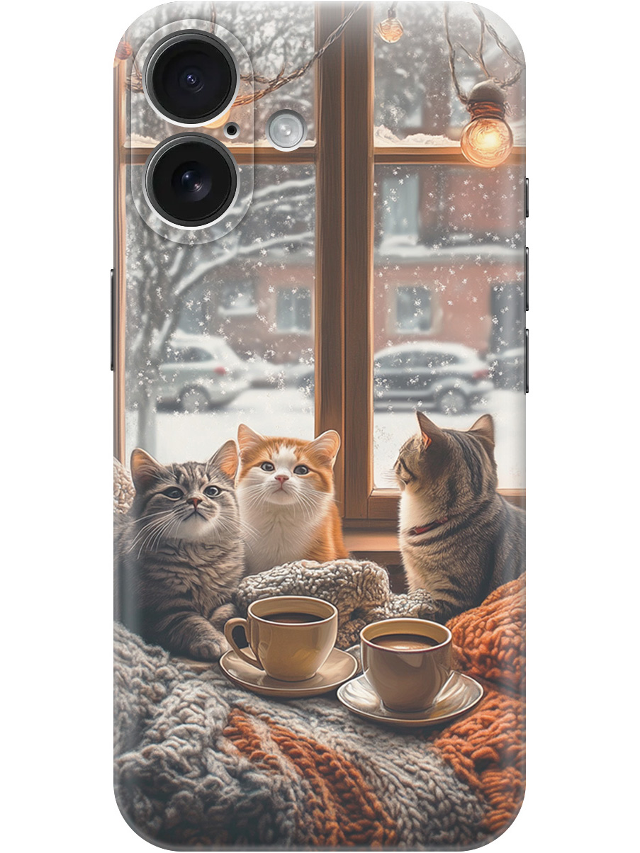 

Силиконовый чехол на Apple iPhone 16 с принтом "Котики на подоконнике", Прозрачный;бежевый;белый;желтый;серый, 785196512