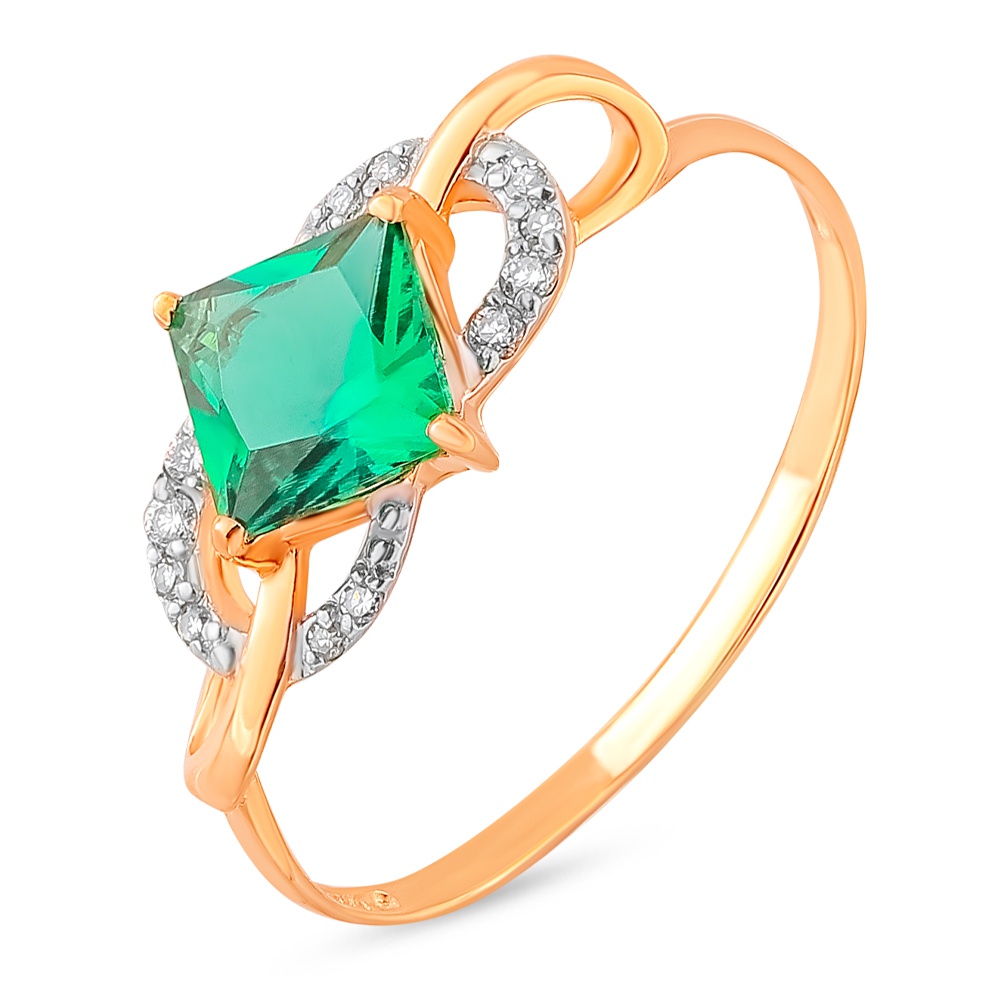 

Кольцо женское из красного золота с изумрудом, бриллиантом 585Gold 101014099, р, 101014099