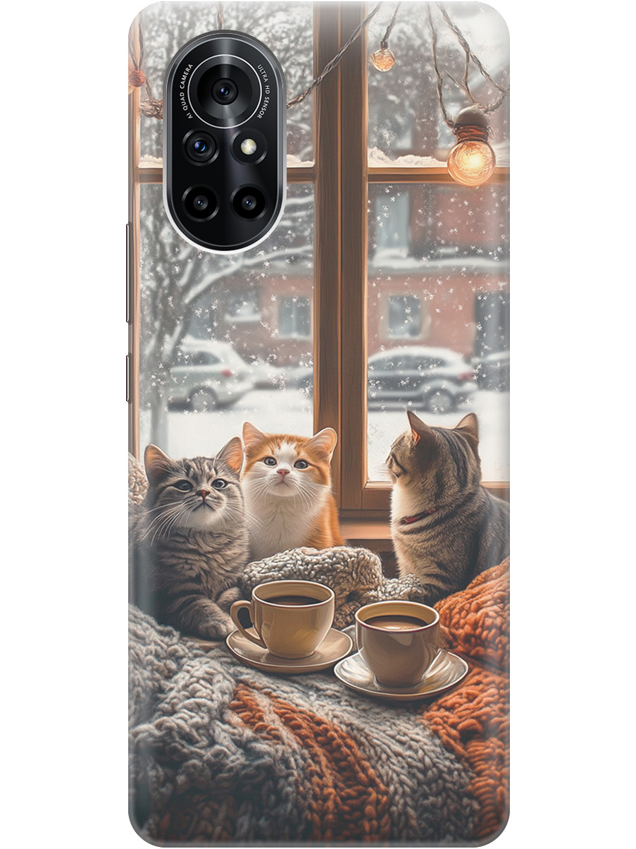 

Силиконовый чехол на Huawei Nova 8 с принтом "Котики на подоконнике", Прозрачный;бежевый;белый;желтый;серый, 731079512