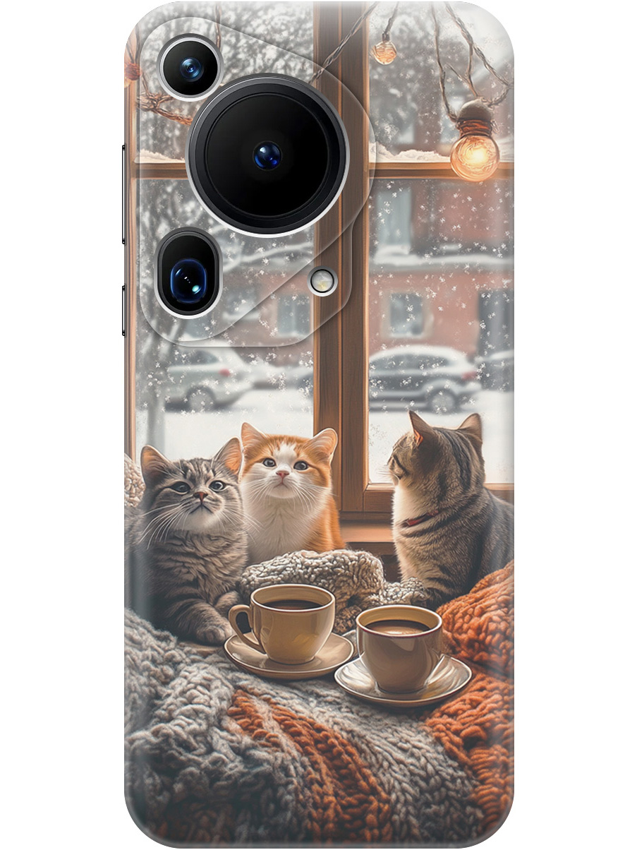 

Силиконовый чехол на Huawei Pura 70 Ultra с принтом "Котики на подоконнике", Прозрачный;бежевый;белый;желтый;серый, 782625812