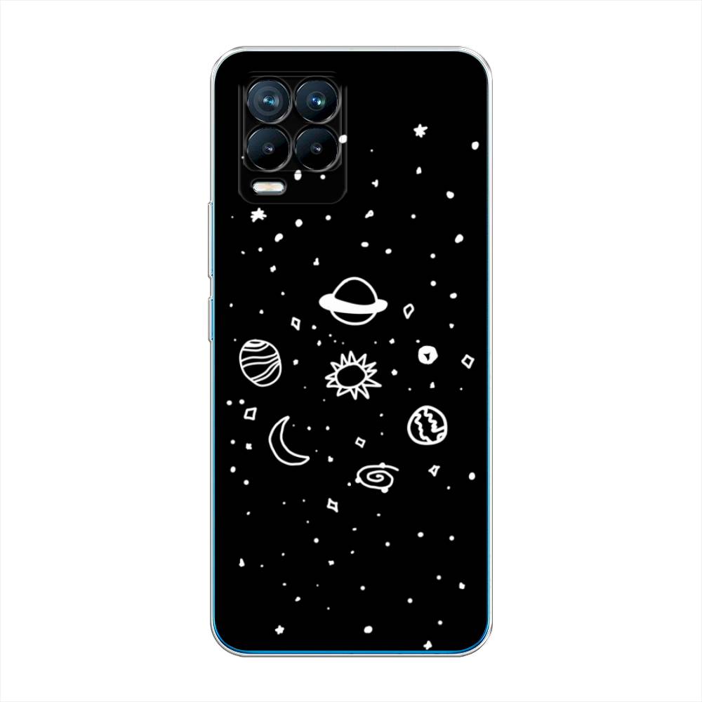 

Чехол на Oppo Realme 8 "Дудл солнечной системы", Бежевый;серый, 255550-2