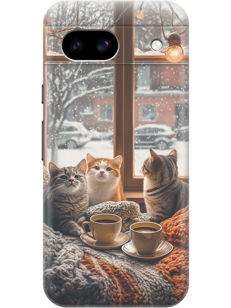 

Силиконовый чехол на Google Pixel 8a с принтом "Котики на подоконнике", Прозрачный;бежевый;белый;желтый;серый, 784809112