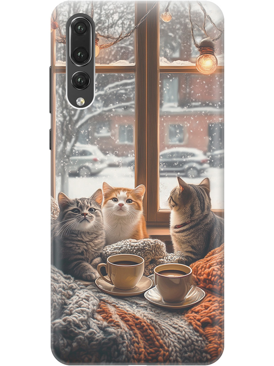 

Силиконовый чехол на Huawei P20 Pro с принтом "Котики на подоконнике", Прозрачный;бежевый;белый;желтый;серый, 717872312