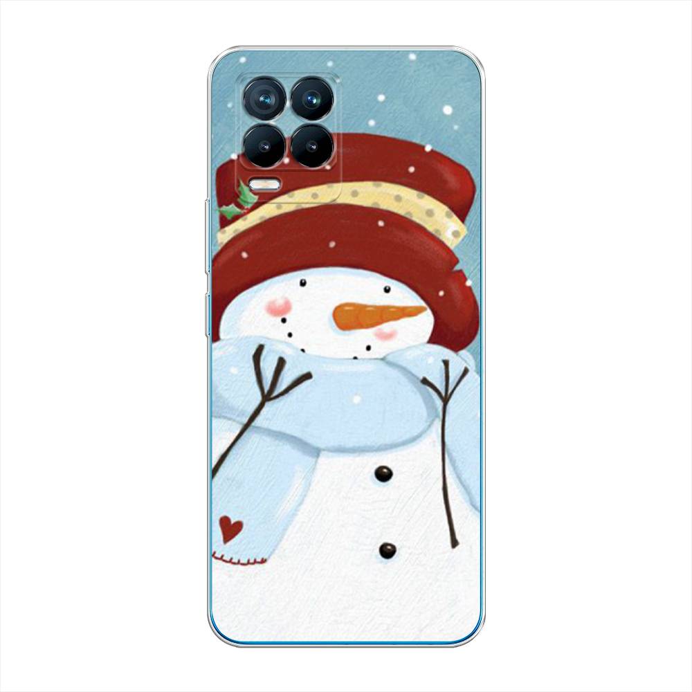 

Чехол на Oppo Realme 8 "Застенчивый снеговик", Голубой;белый;красный, 255550-5