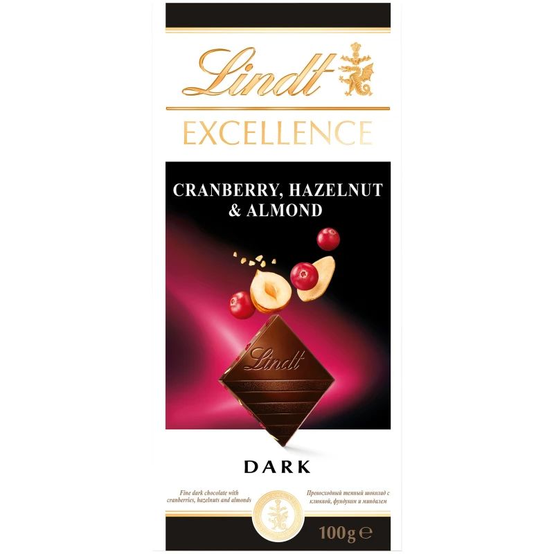

Шоколад Lindt Excellence темный с клюквой и фундуком 100 г