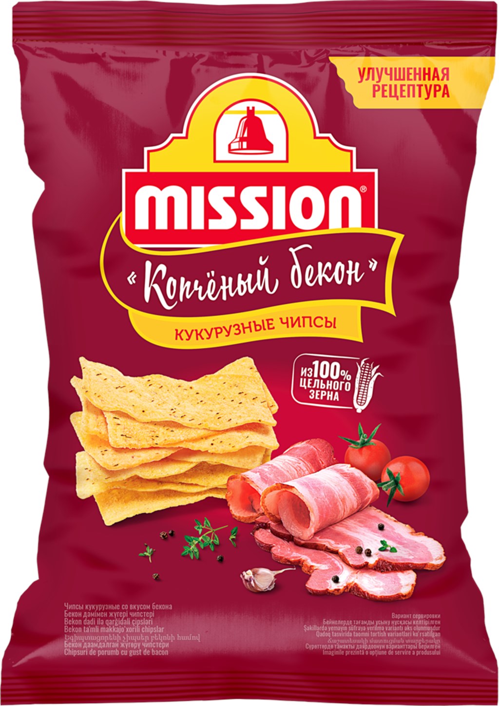 

Чипсы кукурузные Mission Копченый бекон 150 г