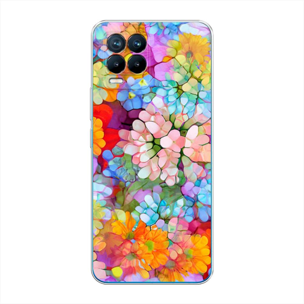 

Чехол на Oppo Realme 8 "Цветы витраж", Оранжевый;розовый;голубой, 255550-3